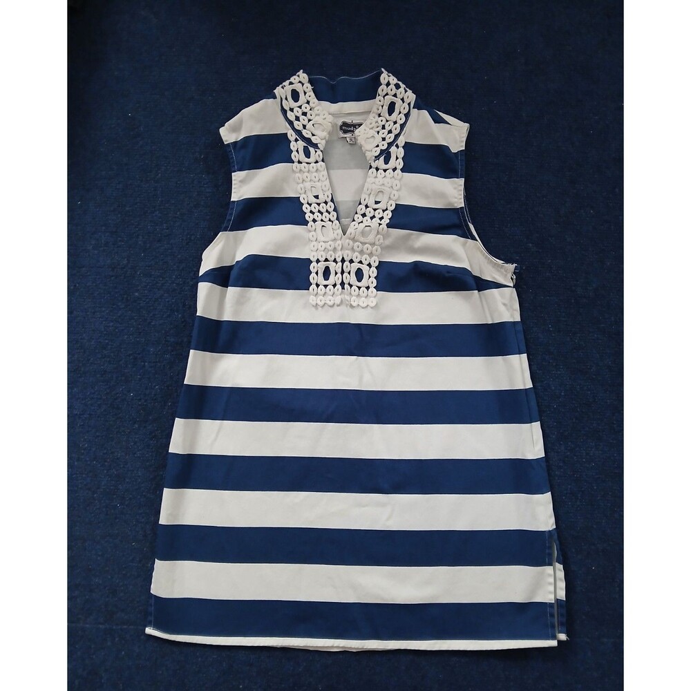 Mudpie Sleeveless Coastal Blue/White Stripe Top Small NWOT